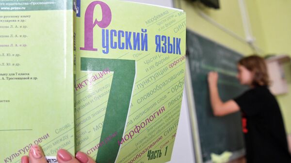 Ученица у доски на уроке русского языка - Sputnik Латвия