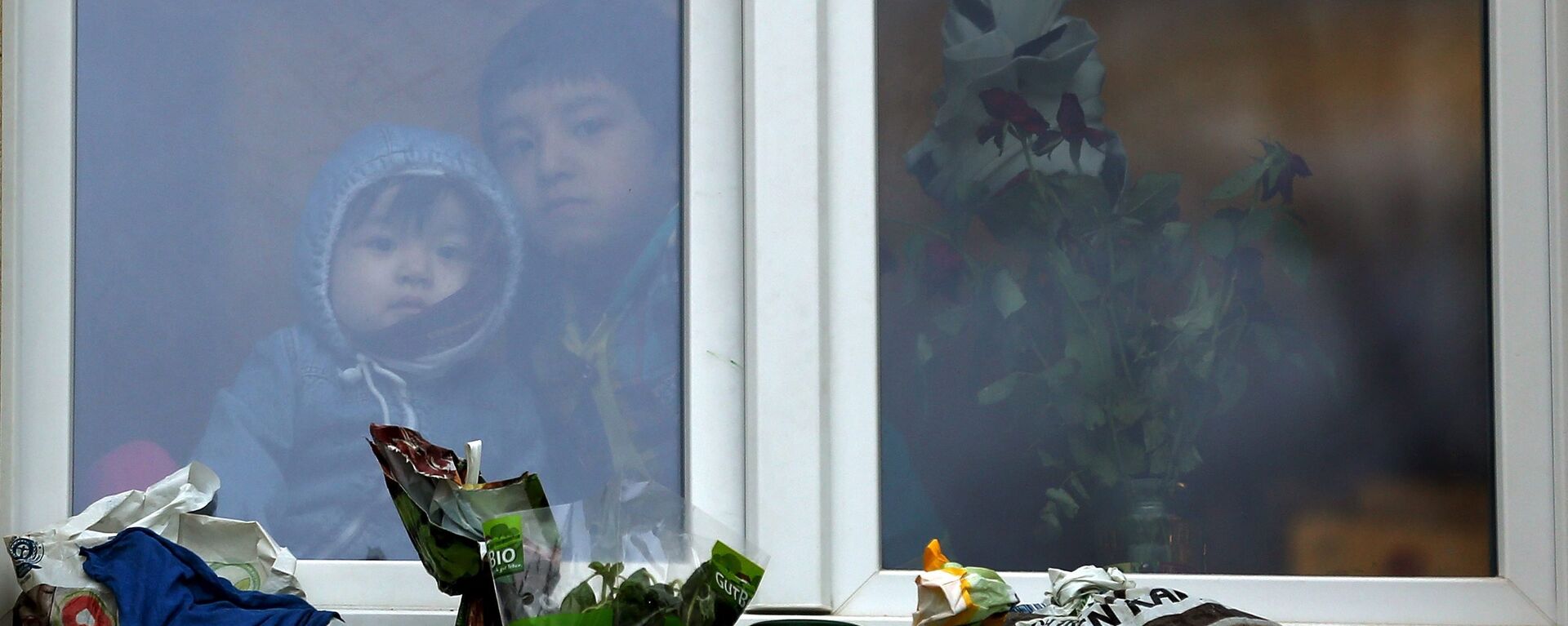 Дети-беженцы смотрят из окна - Sputnik Латвия, 1920, 23.03.2016