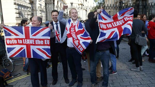 Сторонники выхода Великобритании из Евросоюза на улице Лондона - Sputnik Латвия