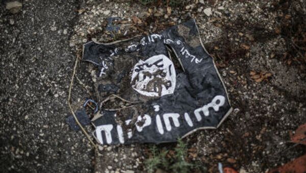 Флаг радикальной исламистской организации Исламское государство Ирака и Леванта - Sputnik Latvija