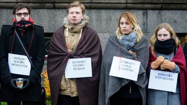 Protesta akcijā pret budžeta vietu samazināšanu. Foto no arhīva - Sputnik Latvija