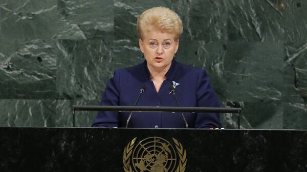 Президент Литвы Даля Грибаускайте на 72-й Генеральной Ассамблеей ООН - Sputnik Латвия