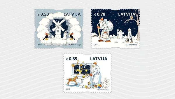 Рождественские почтовые марки, созданные иллюстратором Альбертом Кроненбергом - Sputnik Latvija