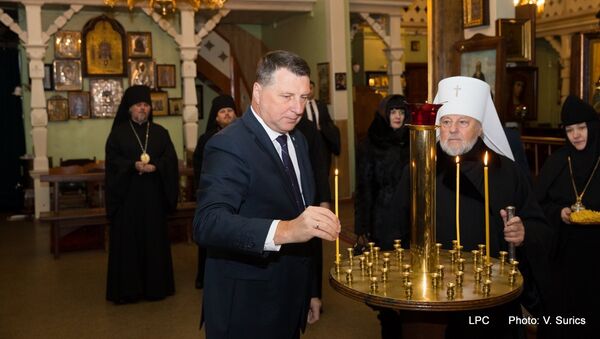 Президент Латвии Раймондс Вейонис нанес визит главе Латвийской православной церкви митрополиту Александру, 23 января 2018 года - Sputnik Latvija