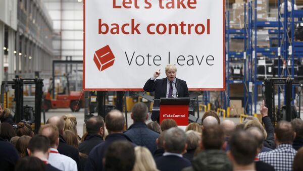 Londonas mērs Boriss Džonsons uzstājas pasākumā ar mērķi atbalstīt Lielbritānijas izstāšanos no ES. Foto no arhīva - Sputnik Latvija