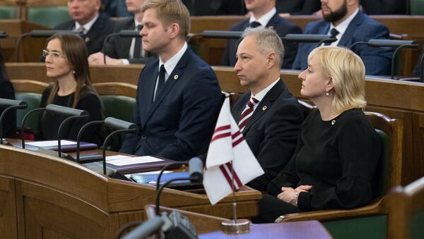 Juta Strīķe un Juris Bordāns 13. Saeimas pirmajā sēdē  - Sputnik Latvija